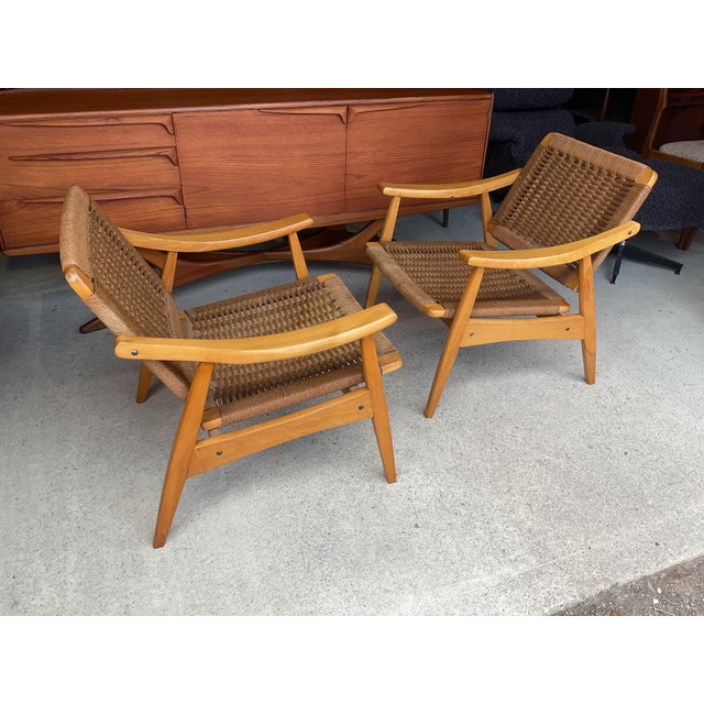 Mid-Century Danish Wicker Armchairs in the style of Hans Wagner, 1960s, Set of 2 For Sale - Image 4 of 17