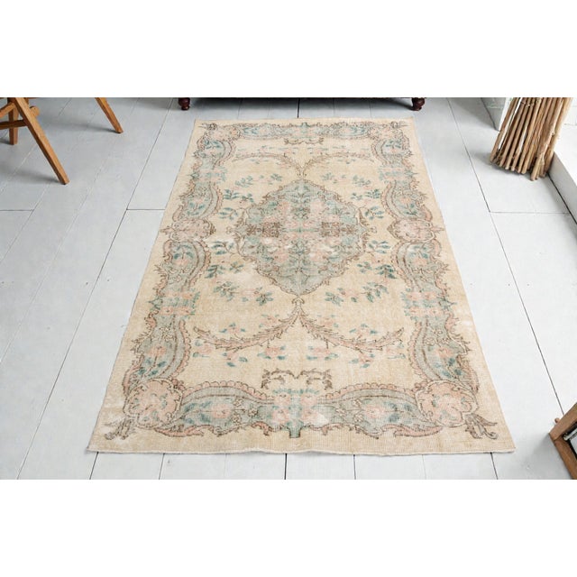 Natural Vintage Turkish Area Carpet For Sale - Image 9 of 10