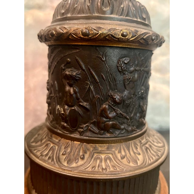 Wood 19th Century Bronze Gagneau d'Enghien 25, Paris Oil Lamps - a Pair Converted to Electricity For Sale - Image 7 of 18