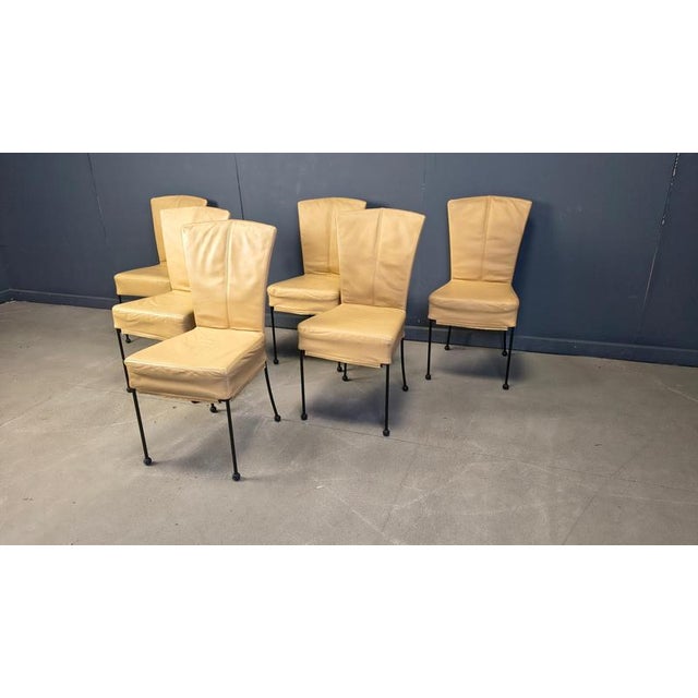 Black Vintage Leather Dining Chairs in the style of Gerard Van Den Berg, 1980s, Set of 6 For Sale - Image 8 of 12
