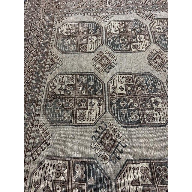 Persian Muted Cloud Grey, Taupe, and Steel Blue Vintage Ersari Elephant Track Organic Wool Rug 8.4 x 11.6 For Sale - Image 3 of 6