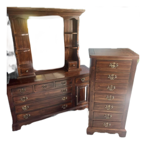 Vintage Sears Open Hearth 2-Piece Bedroom Set - Dresser With Hutch & Lingerie Chest
