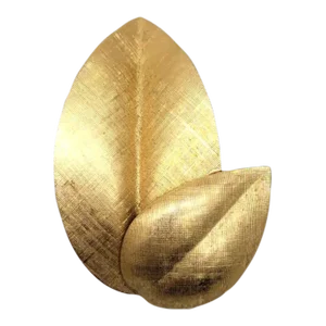 Vintage 1960s Signed Napier Book Piece Florentine Finish Goldtone Leaves Brooch