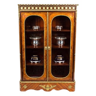 Antique Victorian Burr Walnut Ormolu Mounted Display Cabinet, 1900 For Sale