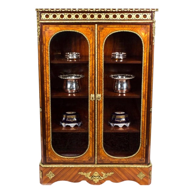 Antique Victorian Burr Walnut Ormolu Mounted Display Cabinet, 1900 For Sale
