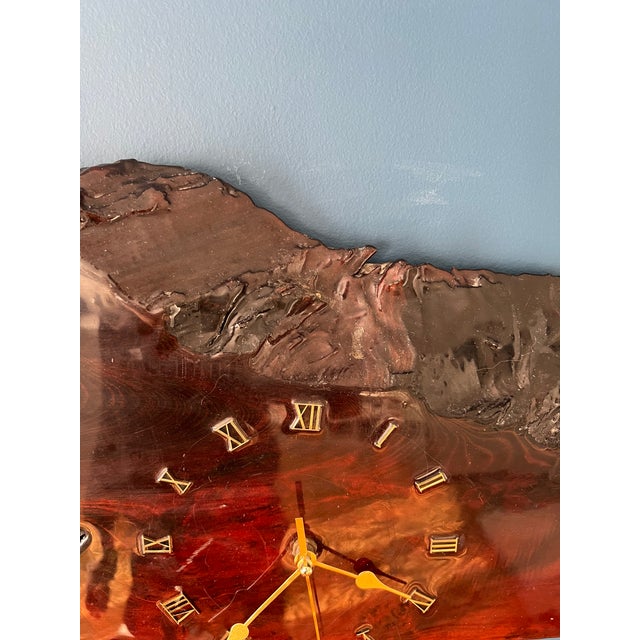 1960’s Rustic Burl Edge Slab Wall Clock For Sale - Image 10 of 10