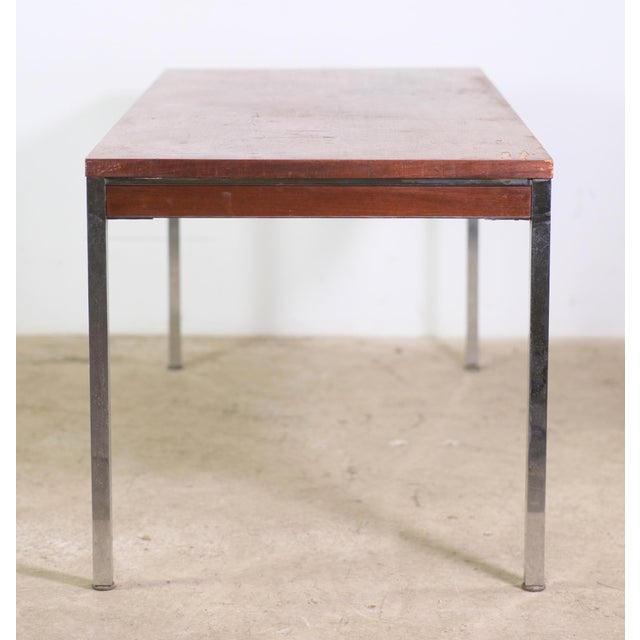 Mid Century Modern Chromed Steel Mahogany Veneer Table For Sale - Image 6 of 8