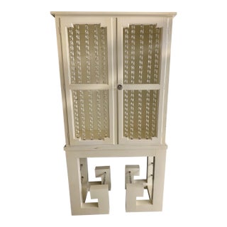 Late 20th Century Lacquer Wood With Twisted Lucite Rods and Giant Brass Side Detailed Cabinet on Greek Key Style Base For Sale