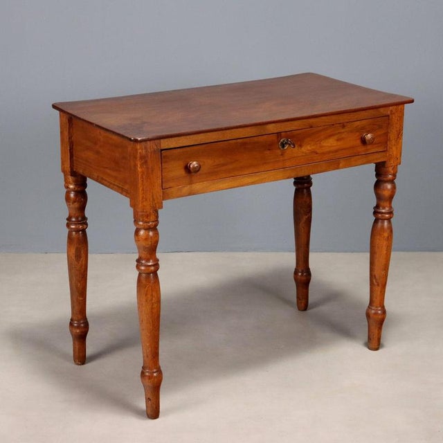 Brown Antique Walnut Desk with Drawer, Italy, 19th Century For Sale - Image 8 of 8