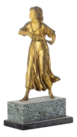 Amélie Colombier, Figurative Sculpture, 19th-20th Century, Gilt Bronze on Marble Base