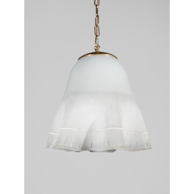 Murano glass Fazzoletto design Pendant by Alfredo Barbini,1970s, Italy. Barbini’s unique pattern executed by the “scavo”...