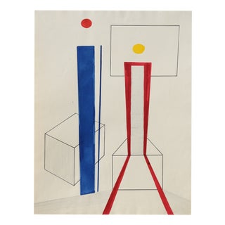 Ernst Geitlinger, Ernst Geitlinger, Mischtechnik "Im Atelier" (P 770), 1965, Konkrete Kunst, Mixed Media on Paper For Sale