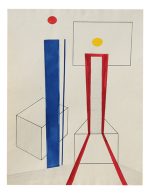 Ernst Geitlinger, Ernst Geitlinger, Mischtechnik "Im Atelier" (P 770), 1965, Konkrete Kunst, Mixed Media on Paper