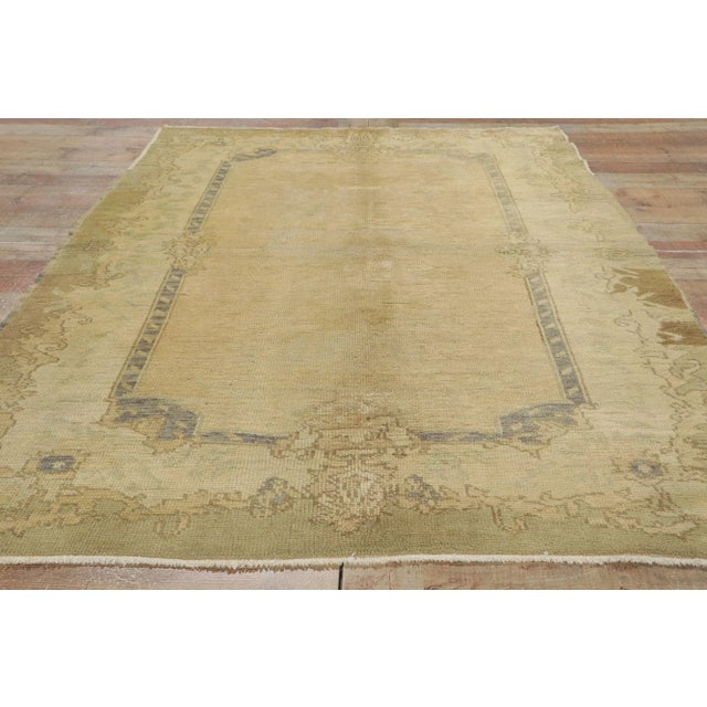 Tan Vintage Turkish Oushak Rug - 04'07 X 06'11 For Sale - Image 8 of 10