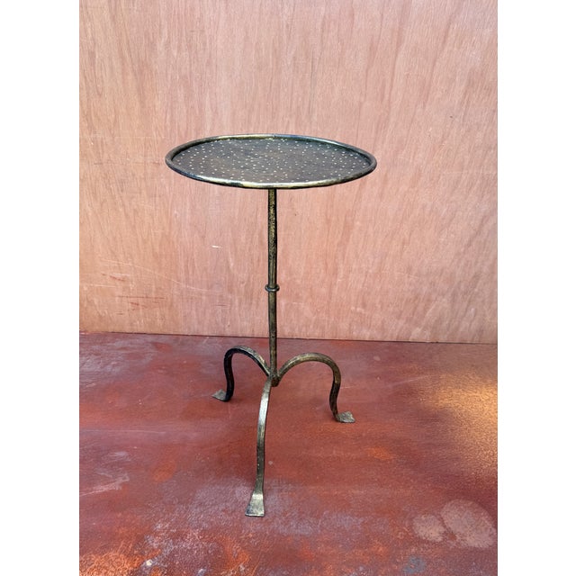 Spanish Hand-Forged Iron Drinks Table With Dark Gold Patina For Sale - Image 11 of 14