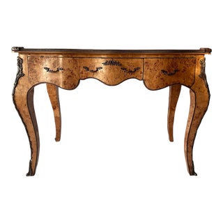 Early 20th Century Regency Burl Wood and Brass Ormolu Writing Desk For Sale