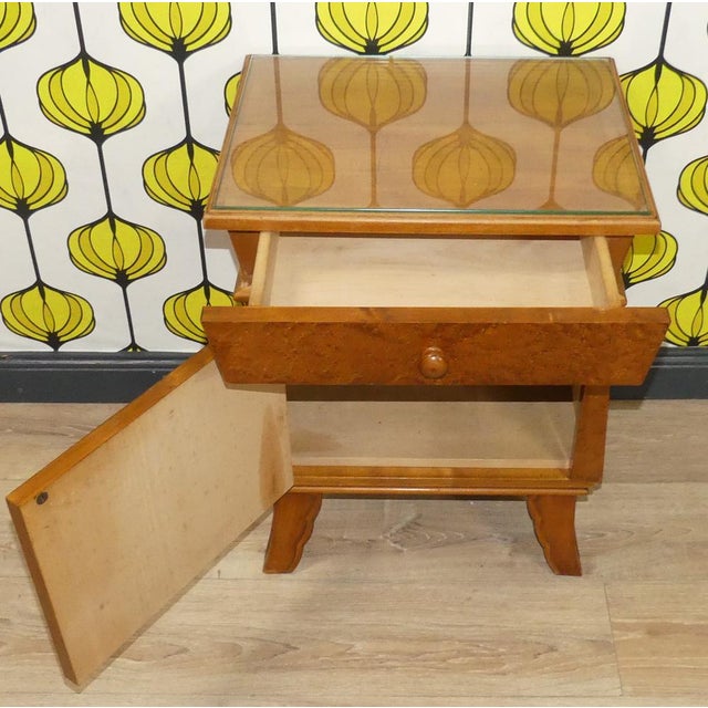 Vintage Night Cabinets with Lacquer Drawer & Door Glass Plate Nostalgia, Set of 2 For Sale - Image 5 of 18