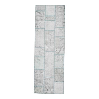 Vintage Beige Patchwork Turkish Runner Rug - Handwoven Boho Carpet For Sale