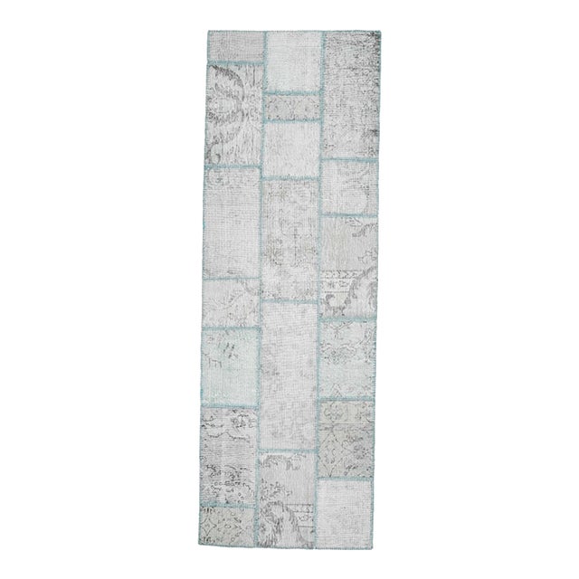 Vintage Beige Patchwork Turkish Runner Rug - Handwoven Boho Carpet For Sale