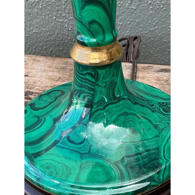 Vintage Green Lacquered Candlestick Table Lamps - Pair For Sale - Image 11 of 12