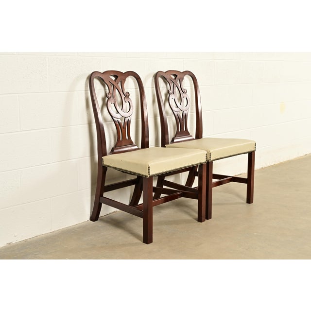 Baker Furniture Georgian Carved Mahogany Side Chairs or Dining Chairs, Pair For Sale - Image 14 of 14