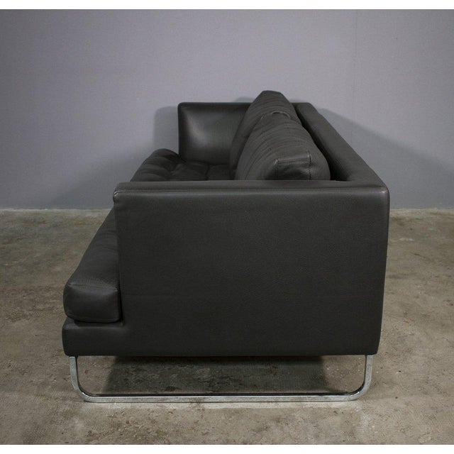 Sofa and Lounge Chair in Anthracite Leather from Valdichienti, 1970s, Set of 2 For Sale - Image 10 of 11