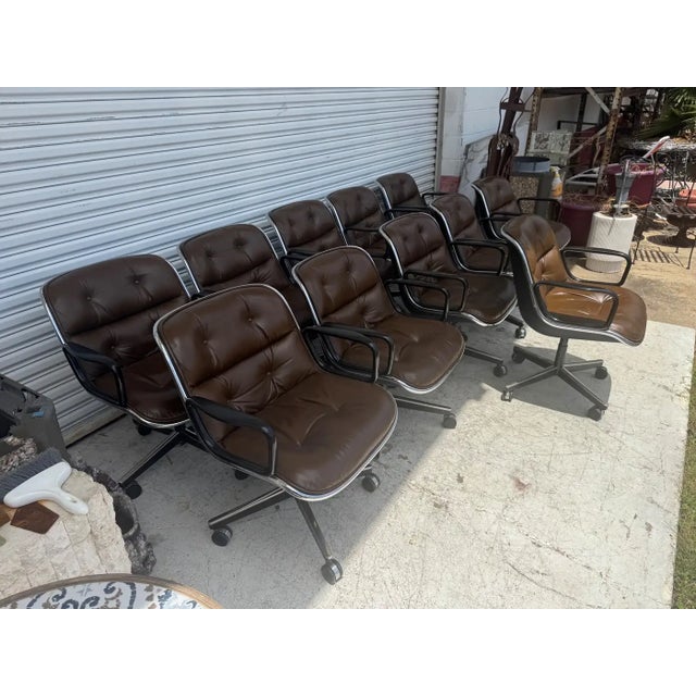 Late 20th Century 11 Executive Armchairs by Charles Pollock for Knoll Brown Leather For Sale - Image 5 of 9