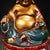 1980s Hand-Painted Gilt Solid Copper Laughing Buddha Statue, Seated Maitreya Buddha on Lotus Base, Chinoiserie Sculpture For Sale - Image 4 of 10