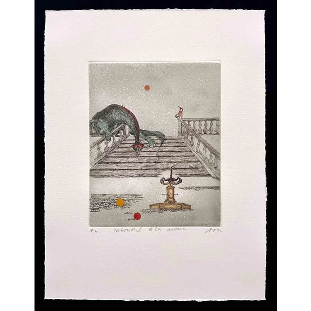 Burin engraving on Magnani-Pescia paper. Paper size 39cmx29,5cm, work size 22cmx17,5cm. Excellent condition, no defects....