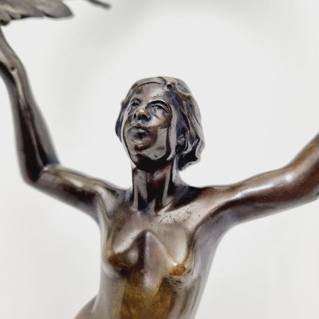 Art Nouveau Bronze and Glass Table Lamp, 1920s For Sale - Image 12 of 17