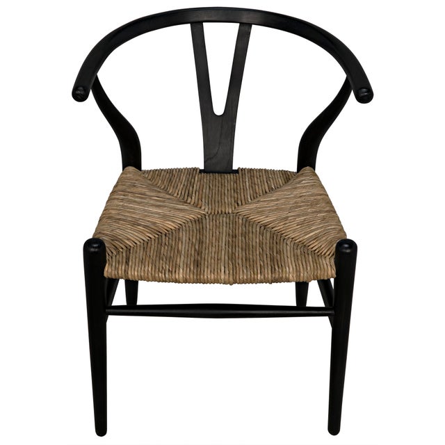 Zola Chair With Rush Seat, Charcoal Black Chairish