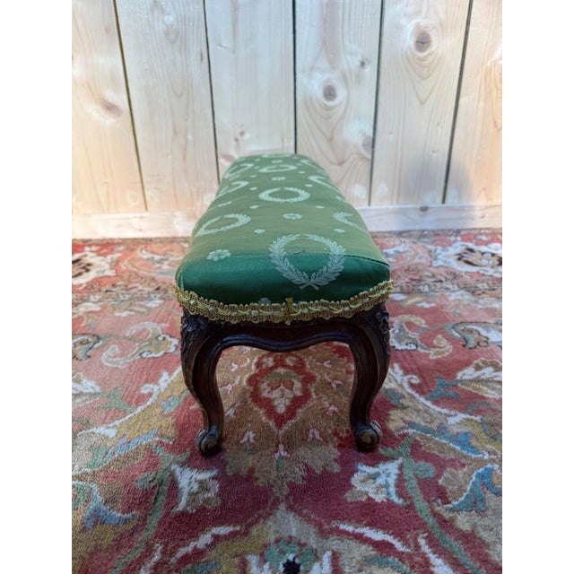 Louis XV Style Ottoman with Cabriole Legs in Carved Wood For Sale - Image 6 of 7