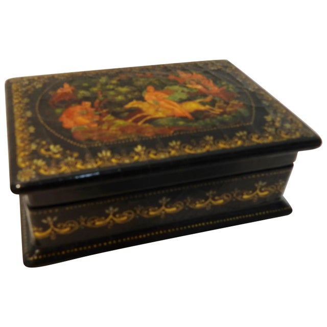 Vintage Hand-Painted Russian Lacquer Box With Fairies For Sale - Image 9 of 9
