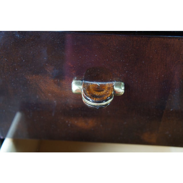 1980s 1980s Henredon Scene Three Art Deco Style Walnut Burl Black Lacquer Tallboy Dresser For Sale - Image 5 of 14