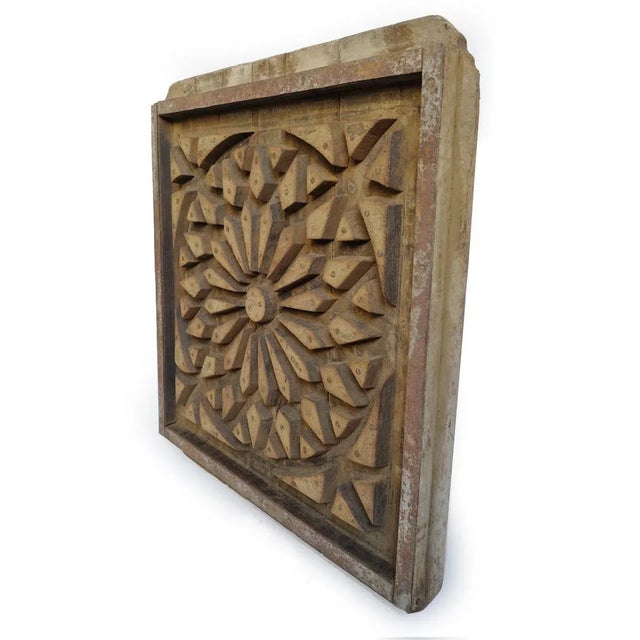 Authentic early 1900's large wood print block panel from northern India. Originally used to print textiles and hand carved...