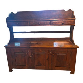 1970s Elongated Pine Bucket Bench For Sale