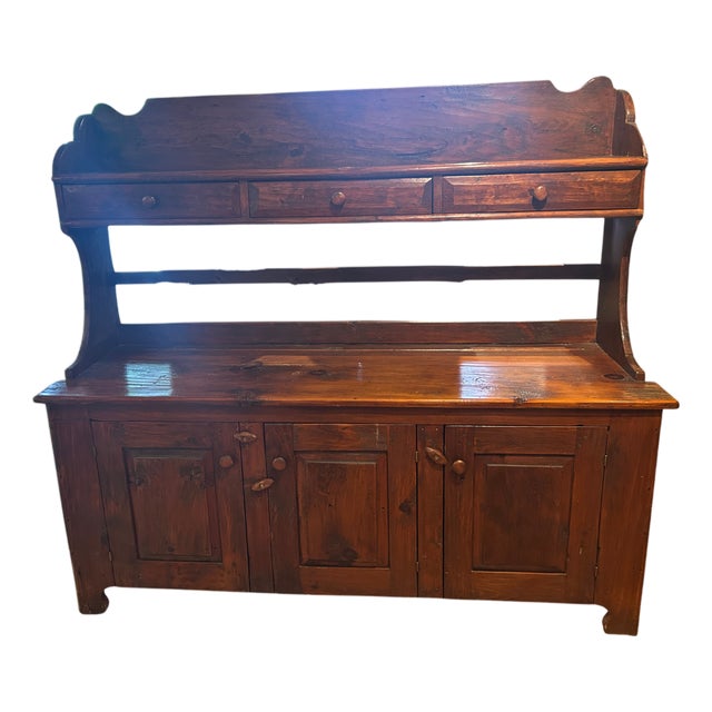 1970s Elongated Pine Bucket Bench For Sale