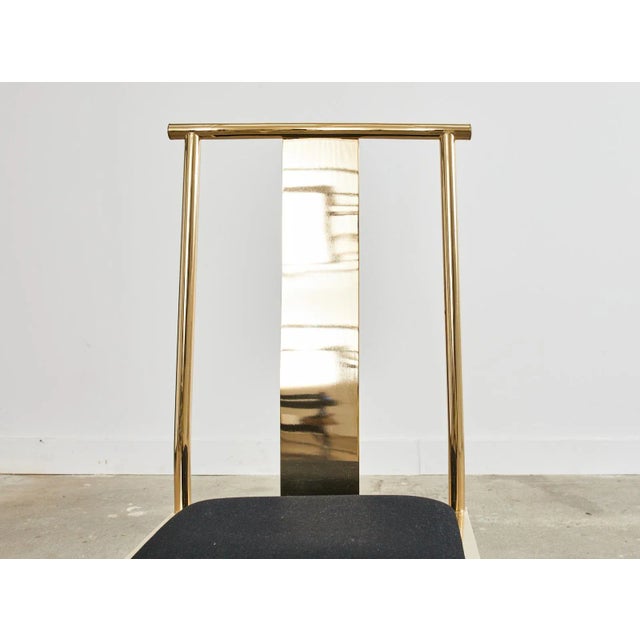 Metal Set of Six Gilded Steel Chinese Officials Hat Dining Chairs For Sale - Image 7 of 13