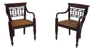 Pair of Caribbean Mahogany Armchairs With Cane Seats