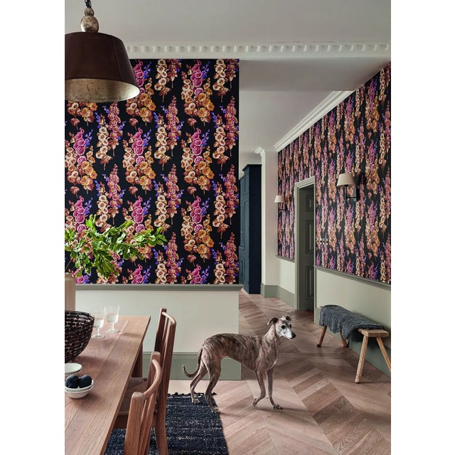 Hollyhocks - Add a vintage feel to any room with this iconic Sanderson floral produced as a wallpaper for the first time....