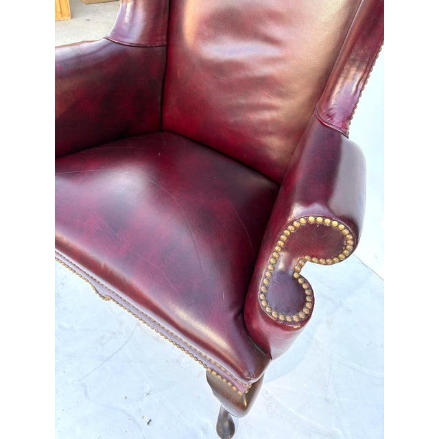 Traditional Georgian Style Leather Wingback Chair For Sale - Image 3 of 5