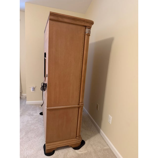 American Stanley Furniture Coronation Traditional Cherry/Pecan Armoire Cabinet For Sale - Image 3 of 18