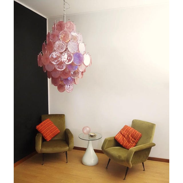Large Vintage Italian Murano Chandelier with Pink Alabaster Disks, 1990s For Sale - Image 16 of 18