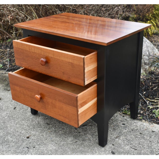 Vtg. Ethan Allen Transitional Style Two Drawer Black & Cherry Nightstand For Sale In Philadelphia - Image 6 of 11