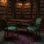 Wood The Scholar’s Alcove: Dark Academia Library Desk & Jacquard Emerald Armchairs Suite For Sale - Image 7 of 7