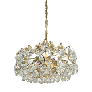 Small Mid-Century Brutalist Chandelier with Crystal Pieces from Palwa, 1970s For Sale