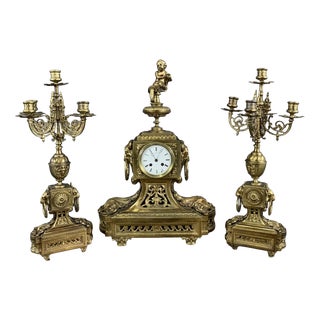 Bronze Fireplace Trim, Early 20th Century, Set of 3 For Sale
