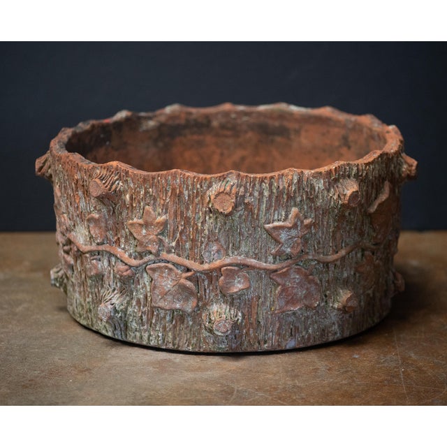 Early 20th Century Faux Bois Garden Planter Pot of Terracotta From the Royal Potteries, England For Sale - Image 5 of 11