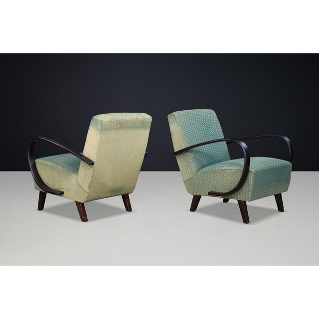 Wood Sculptural Bentwood Lounge Armchairs by Jindřich Halabala, Czechoslovakia, 1940s, Set of 2 For Sale - Image 7 of 17