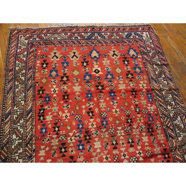 Persian 1930s Salmon Geometric Tribal Antique n.w. Persian Rug 4'10" X 11 Handknotted Wool Carpet For Sale - Image 3 of 6